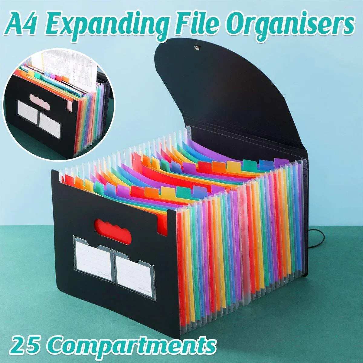 A4 Document Organiser 25 Compartments Multilayer Folder Office File Storage V528-ORGAN-BAG-25-6-112630