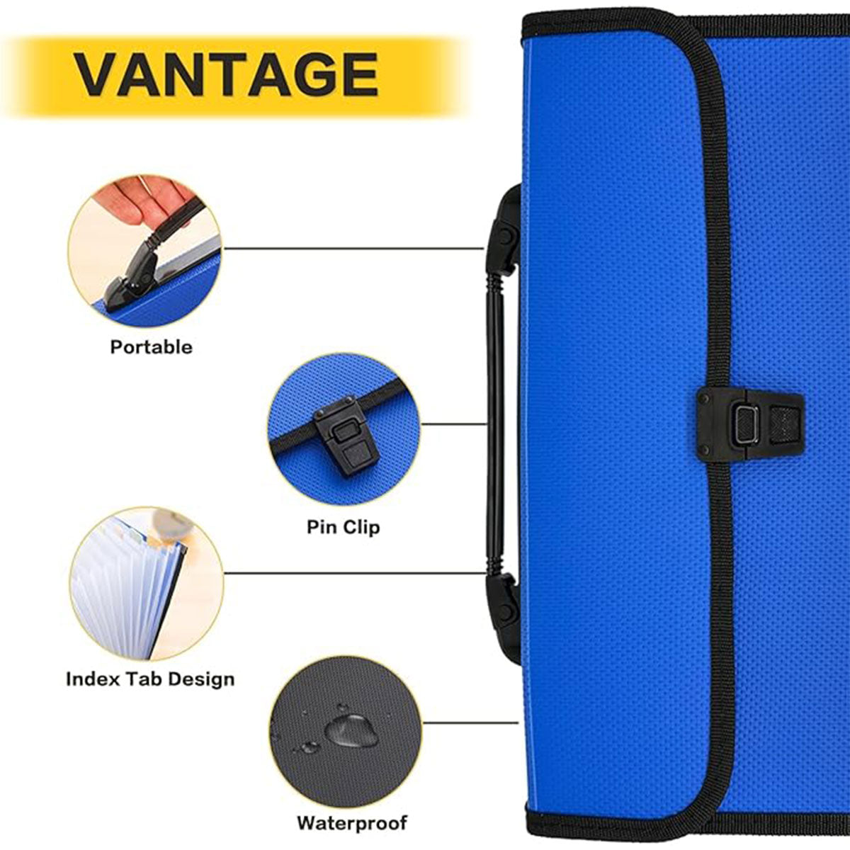 Expanding File A4 13 Pocket Document Organiser Paper Storage Wallet Folder V528-ORGAN-BAG-A4-BLUE-508974