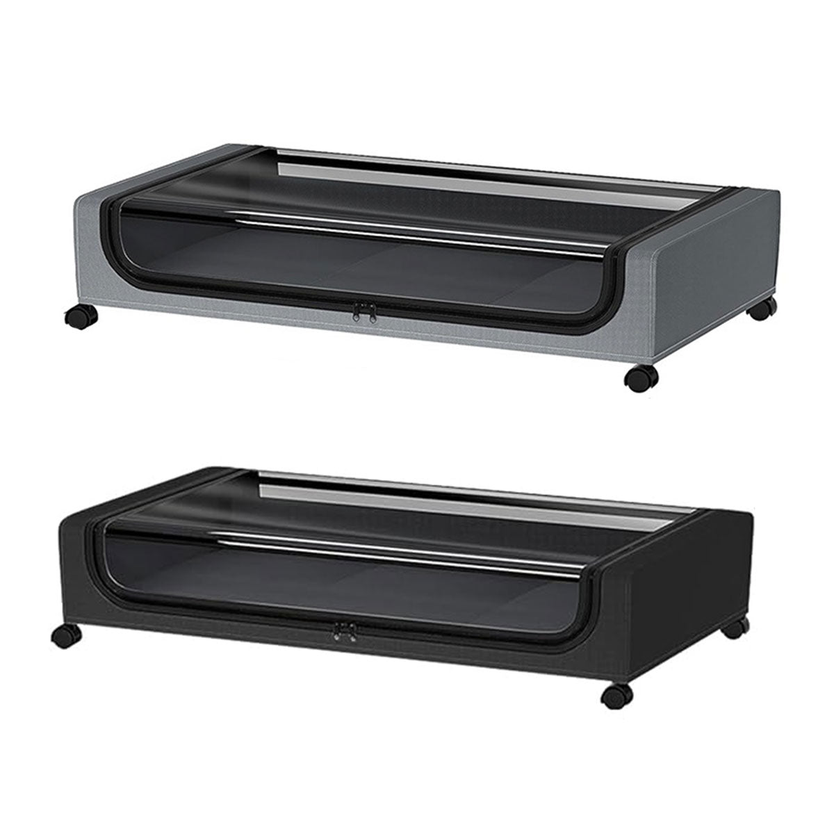 Under Bed Storage Rack Square Design with Wheels Rolling Trolley Box for Home - Black V528-ORGANIZER-BLACK-SINGLE-746920