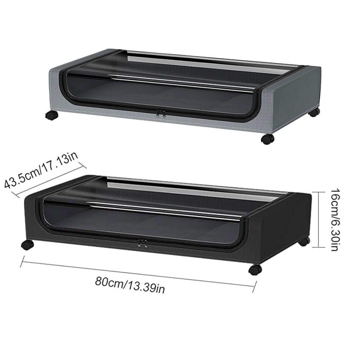 Under Bed Storage Rack Square Design with Wheels Rolling Trolley Box for Home - Black V528-ORGANIZER-BLACK-SINGLE-746920