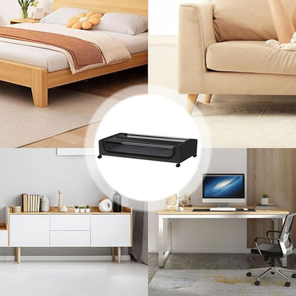 Under Bed Storage Rack Square Design with Wheels Rolling Trolley Box for Home - Black V528-ORGANIZER-BLACK-SINGLE-746920