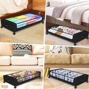 Under Bed Storage Rack Square Design with Wheels Rolling Trolley Box for Home - Black V528-ORGANIZER-BLACK-SINGLE-746920