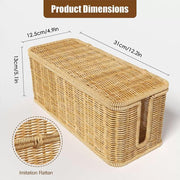 Desktop Cable Management Box with Cover Rattan Style Power Cord Organizer Case V528-ORGANIZING-BOX-838789
