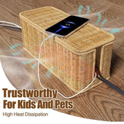 Desktop Cable Management Box with Cover Rattan Style Power Cord Organizer Case V528-ORGANIZING-BOX-838789