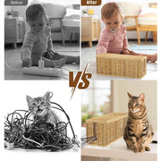 Desktop Cable Management Box with Cover Rattan Style Power Cord Organizer Case V528-ORGANIZING-BOX-838789