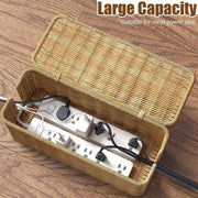 Desktop Cable Management Box with Cover Rattan Style Power Cord Organizer Case V528-ORGANIZING-BOX-838789