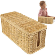 Desktop Cable Management Box with Cover Rattan Style Power Cord Organizer Case V528-ORGANIZING-BOX-838789