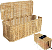 Desktop Cable Management Box with Cover Rattan Style Power Cord Organizer Case V528-ORGANIZING-BOX-838789