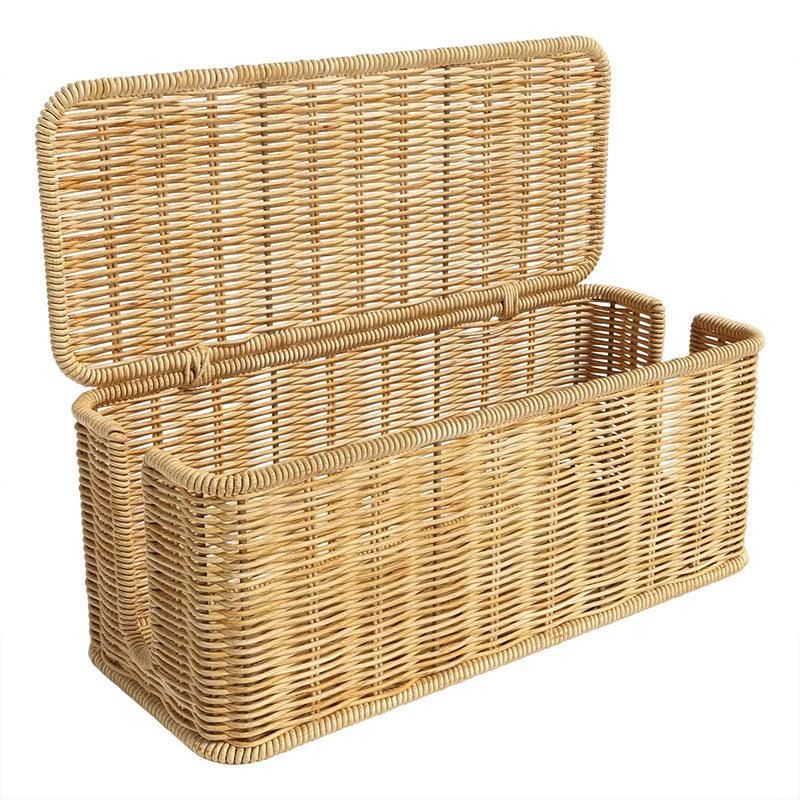 Desktop Cable Management Box with Cover Rattan Style Power Cord Organizer Case V528-ORGANIZING-BOX-838789