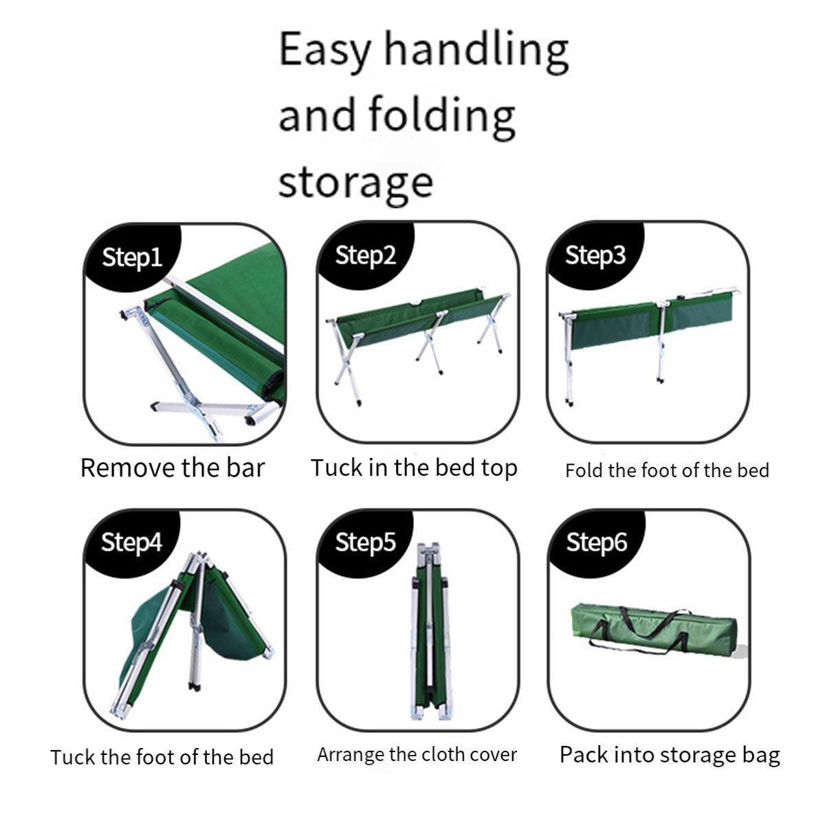Portable Lightweight Folding Aluminum Camping Bed Ultra Light Outdoor Camp Bed - Green V528-OUTDOOR-FOLDING-BED-GREEN-549898