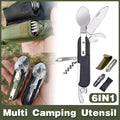 6in1 Portable Folding Knife Fork Spoon Set Outdoor Multi Functional Tableware - Black V528-OUTDOOR-TABLEWARE-BLACK-325678