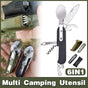 6in1 Portable Folding Knife Fork Spoon Set Outdoor Multi Functional Tableware - Green V528-OUTDOOR-TABLEWARE-GREEN-198170