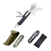 6in1 Portable Folding Knife Fork Spoon Set Outdoor Multi Functional Tableware - Green V528-OUTDOOR-TABLEWARE-GREEN-198170