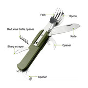 6in1 Portable Folding Knife Fork Spoon Set Outdoor Multi Functional Tableware - Green V528-OUTDOOR-TABLEWARE-GREEN-198170