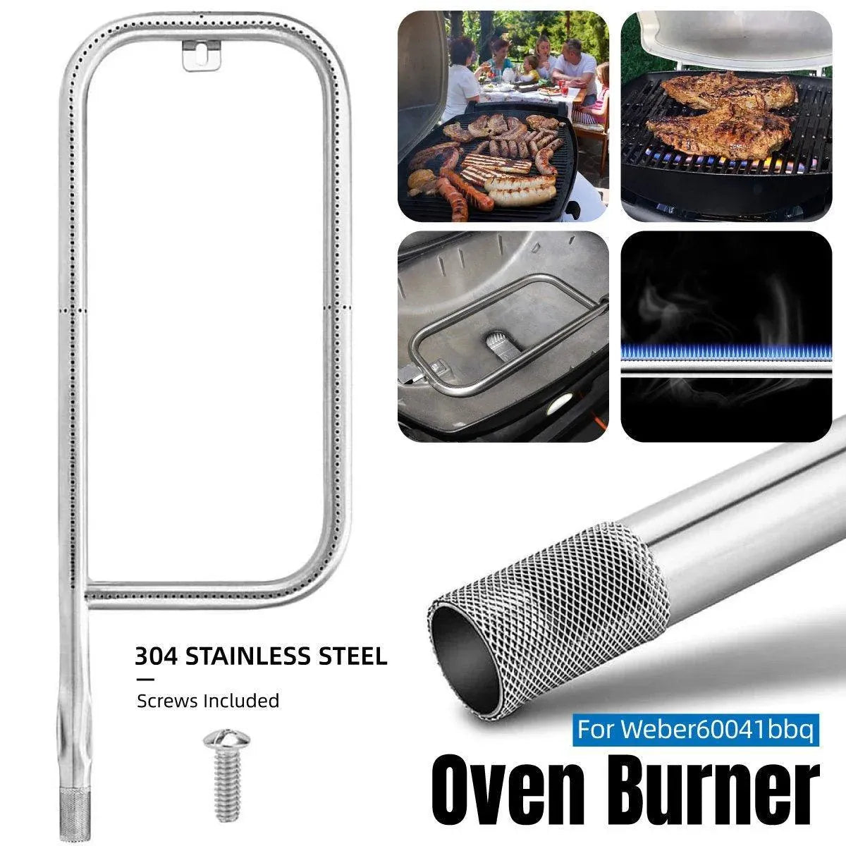 For Weber Q200 Q220 Q2000 Q2200 Stainless Steel Grill Burner Tube With Screw V528-OVEN-BURNER-418834