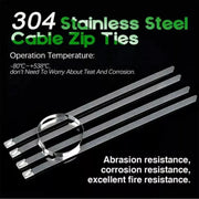 20X Stainless Steel Cable Ties S304 Marine Grade Zip Strap Locking Wrap 100-800Mm - 4.6x600mm