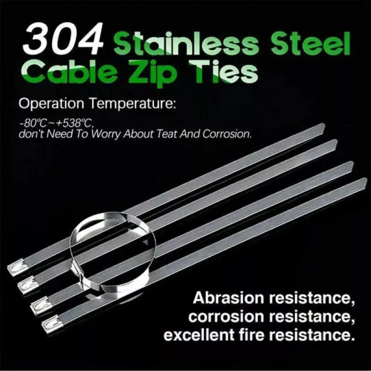 20X Stainless Steel Cable Ties S304 Marine Grade Zip Strap Locking Wrap 100-800Mm - 4.6x600mm