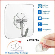 24-48Pcs Clear Seamless Adhesive Hook Strong Stick Wall Hook Load Kitchen Hanger - 24 PCS V528-P1PACKAGE-24PCS10953