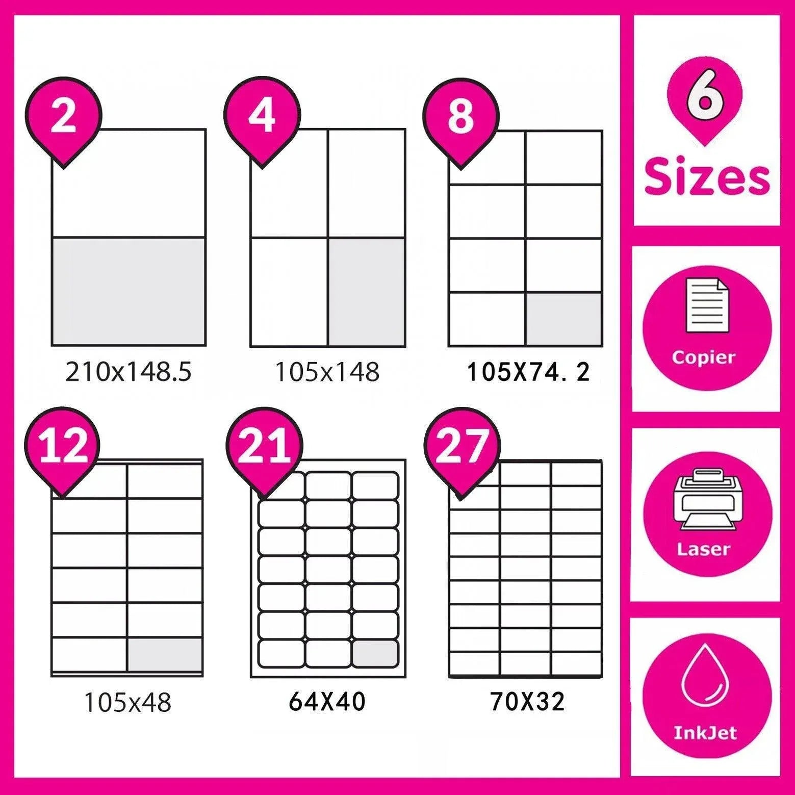 A4 Self Adhesive Sticker Paper Sheet Label Laser Inkjet Print Mailing Address - White Matte*100 PCS V528-P1WHITEMATTE-100PCS94688