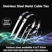 100x Stainless Steel Cable Ties SS304 Marine Grade Zip Strap Locking Wrap 100-800mm - 4.6*600mm V528-P2771663