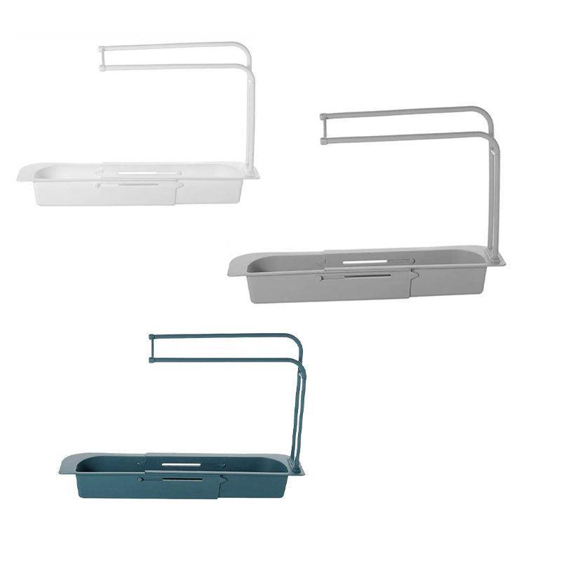 Telescopic Sink Rack Holder Expandable Storage Drain Basket Home Kitchen Kit - White V528-P2COLOUR-WHITE45437