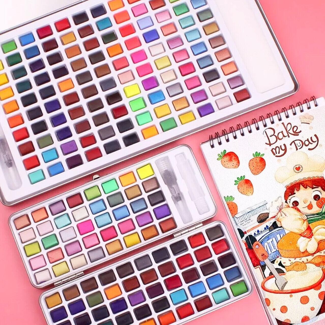 12-90 Watercolour Paint Set With Brush Painting Water Colour Kits - 90 Colours V528-P2PACKAGE-90COLOURS97380