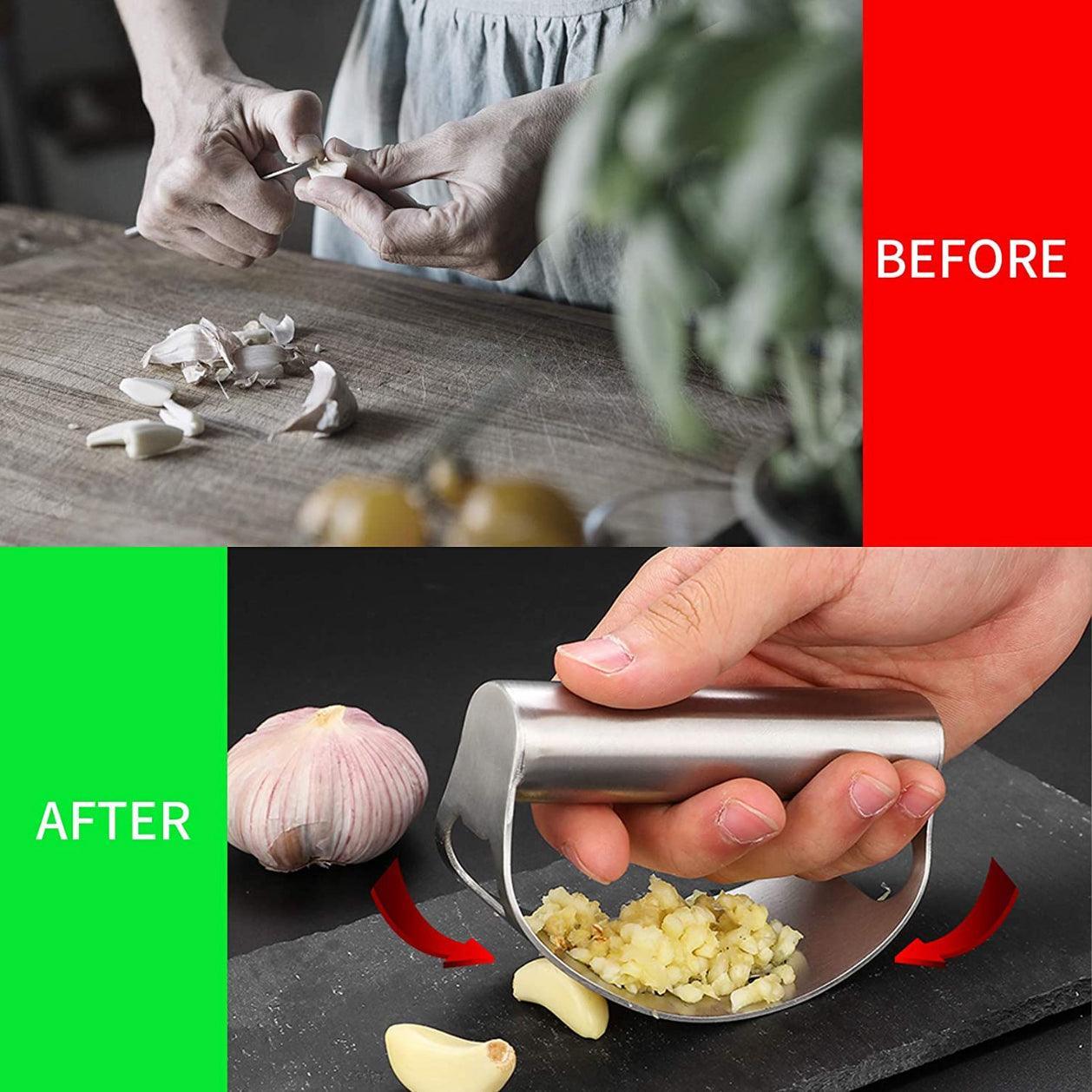 Stainless Steel Garlic Masher Press Crusher Squeezer Masher Kitchen Gadget - Silver V528-P2PACKAGE-SILVER59579