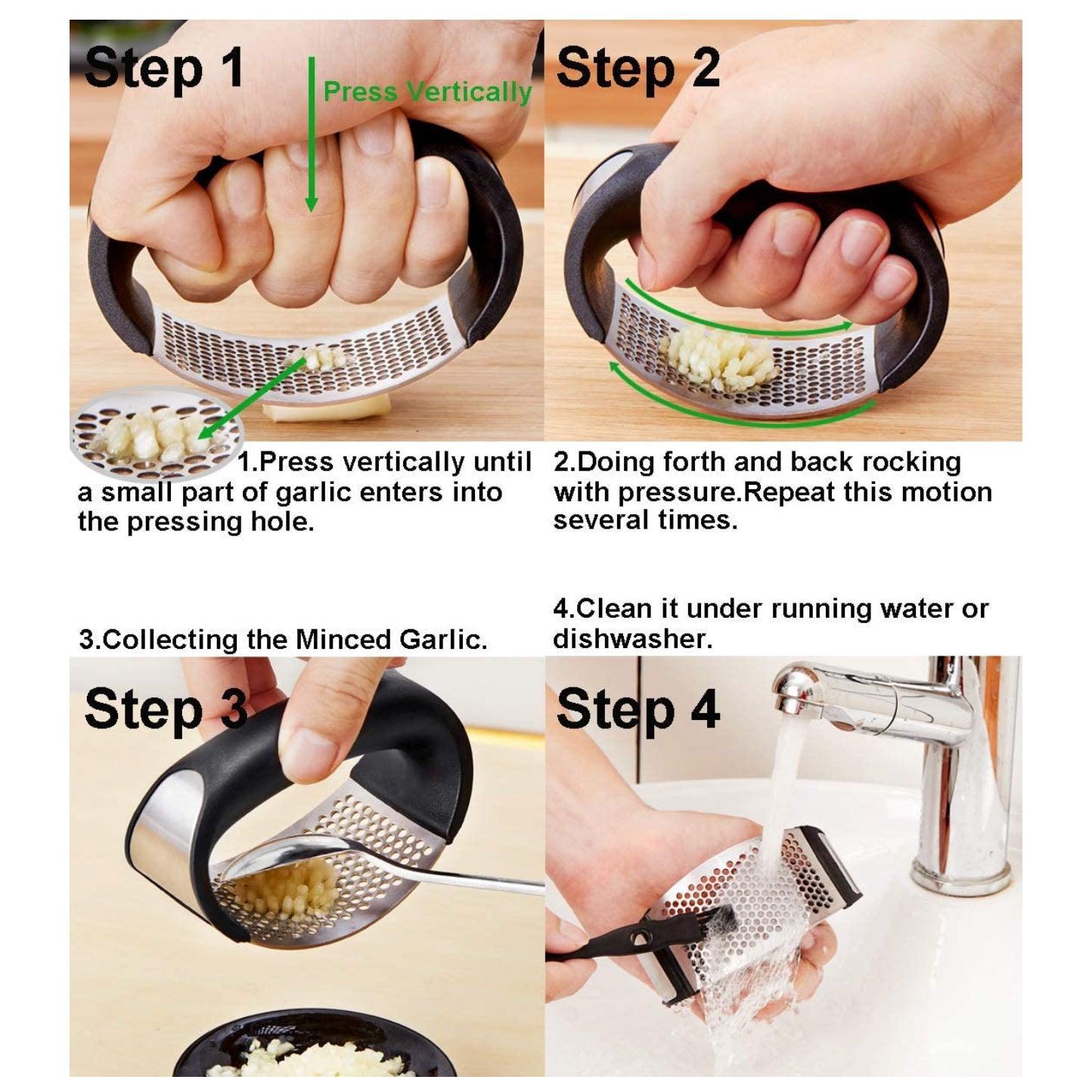 Stainless Steel Garlic Masher Press Crusher Squeezer Masher Kitchen Gadget - Silver V528-P2PACKAGE-SILVER59579