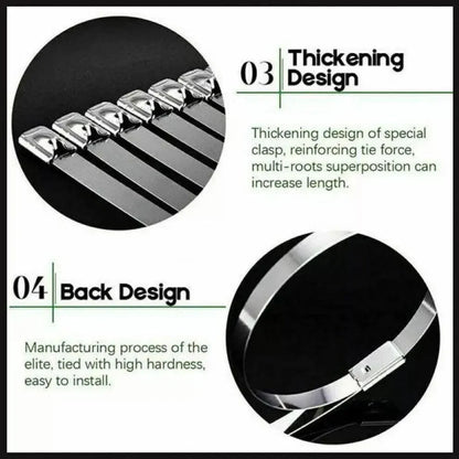 20X Stainless Steel Cable Ties S304 Marine Grade Zip Strap Locking Wrap 100-800Mm - 7.9x800mm V528-P3563507