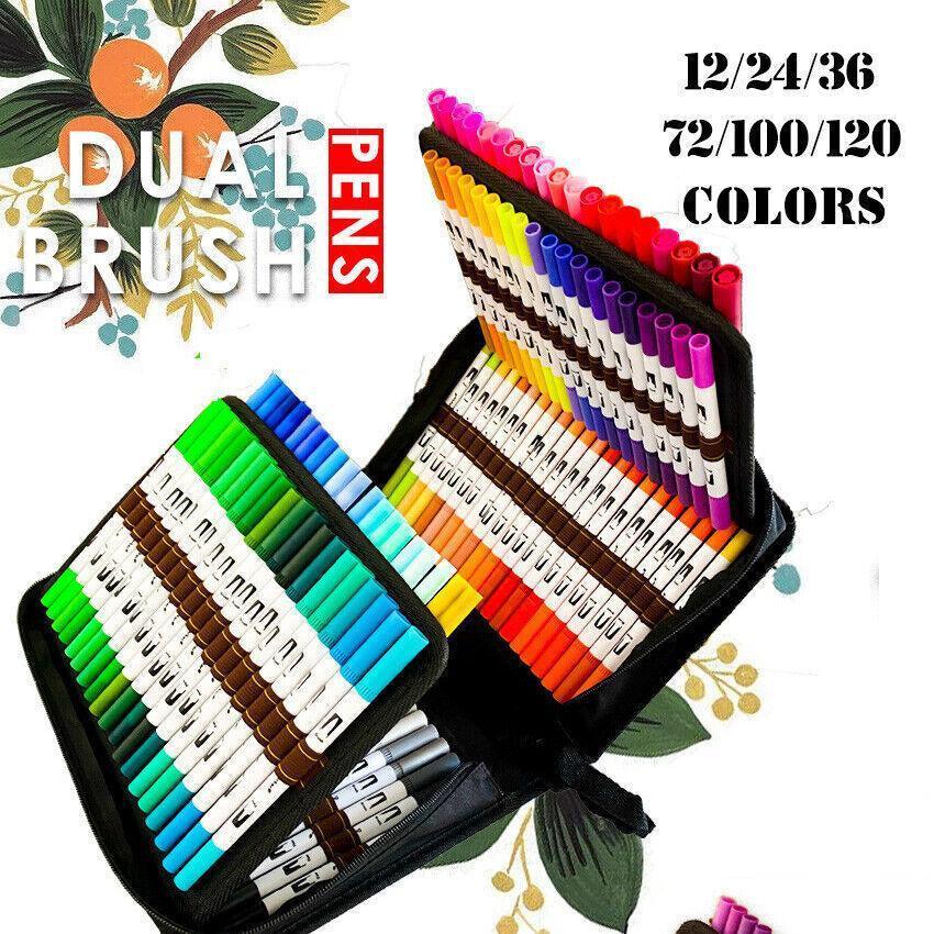 12-120 Watercolor Brush Pen Set Artist Sketch Marker - White-120 Colours V528-P3MODEL-120COLOURS52804