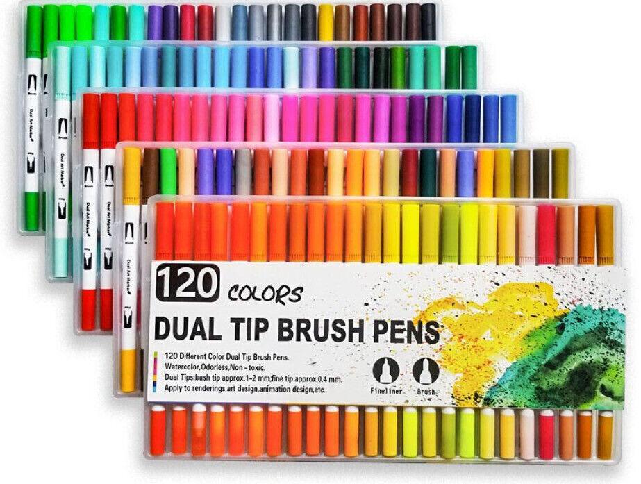 12-120 Watercolor Brush Pen Set Artist Sketch Marker - White-120 Colours V528-P3MODEL-120COLOURS52804