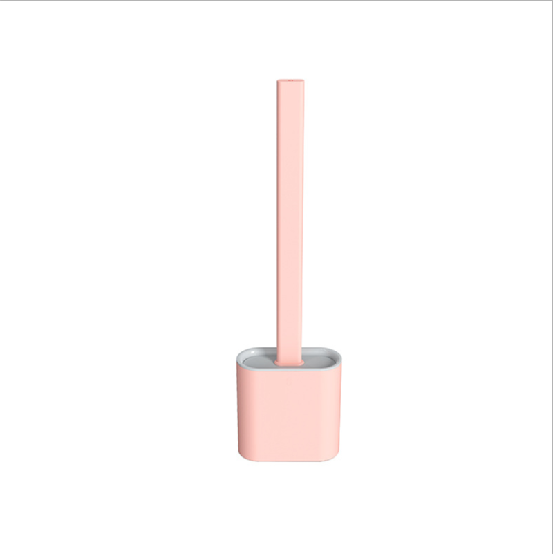 TPR Toilet Brush Set Silicone-Like Head with Holder Wall Mounted Detachable Handle - Pink * 1 Unit V528-P777837