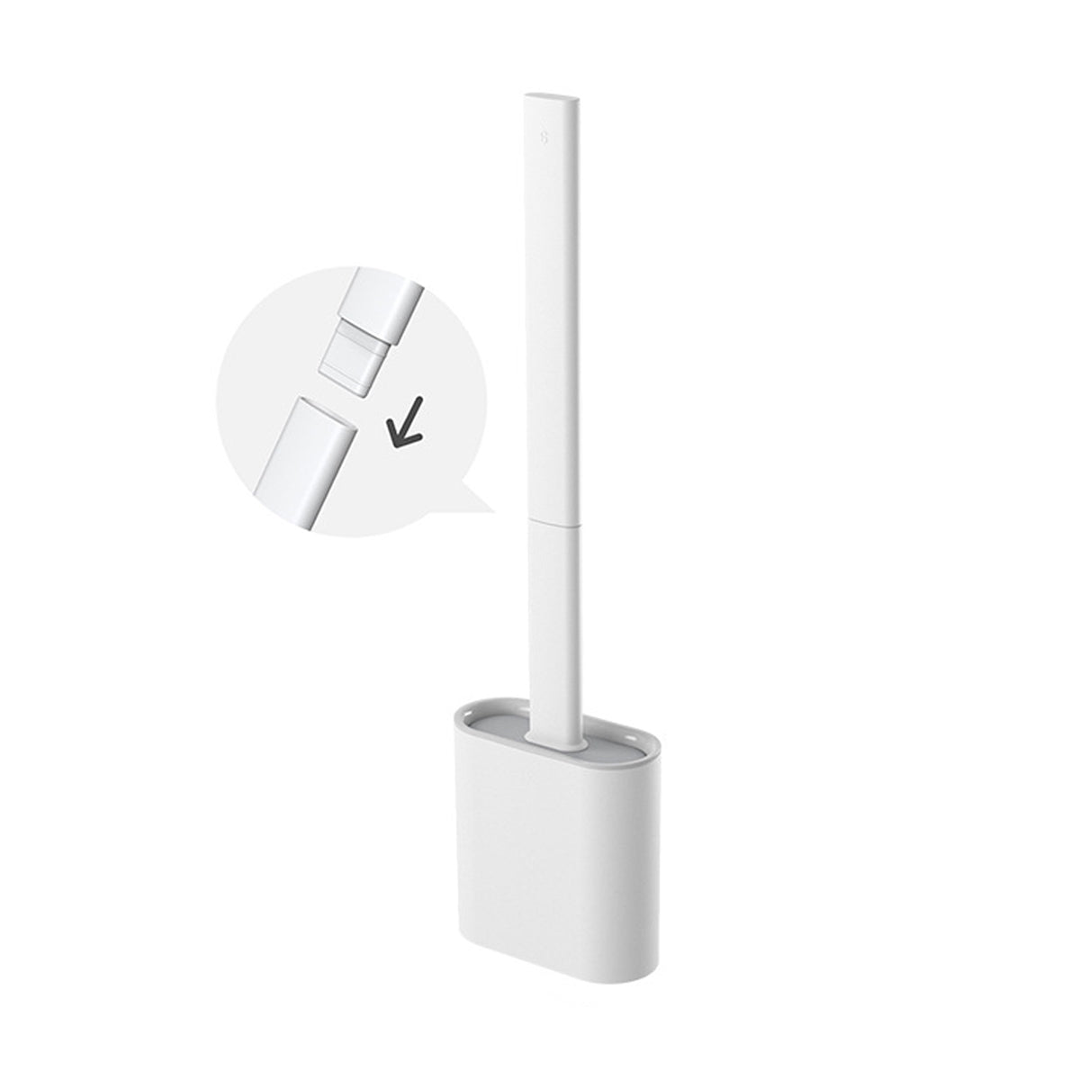 TPR Toilet Brush Set Silicone-Like Head with Holder Wall Mounted Detachable Handle - Grey * 1 Unit V528-P976077