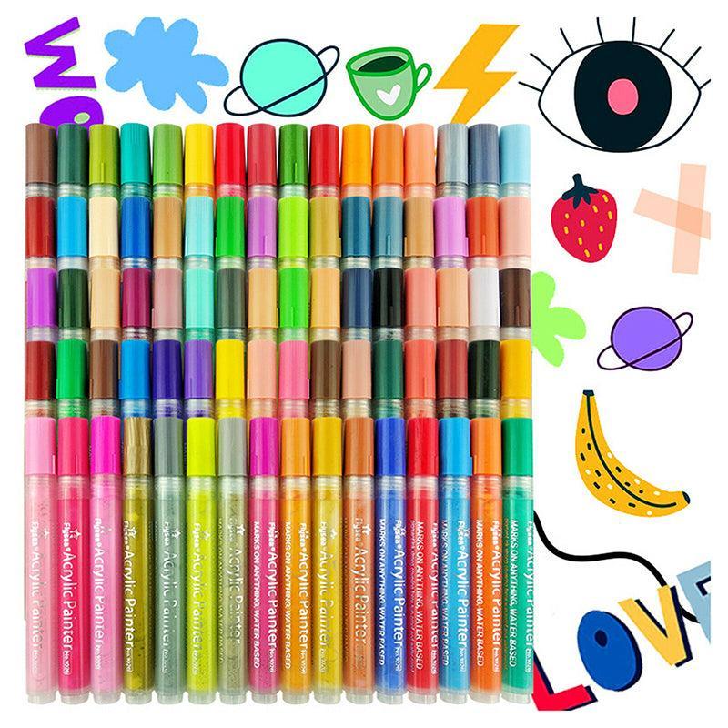 Flysea 12-80 Colours Acrylic Paint Pens Painting Stone Ceramic Glass Markers 0.7 - White*6 Set V528-PACK-WHITE-6SET79529