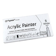 Flysea 12-80 Colours Acrylic Paint Pens Painting Stone Ceramic Glass Markers 0.7 - White*6 Set V528-PACK-WHITE-6SET79529