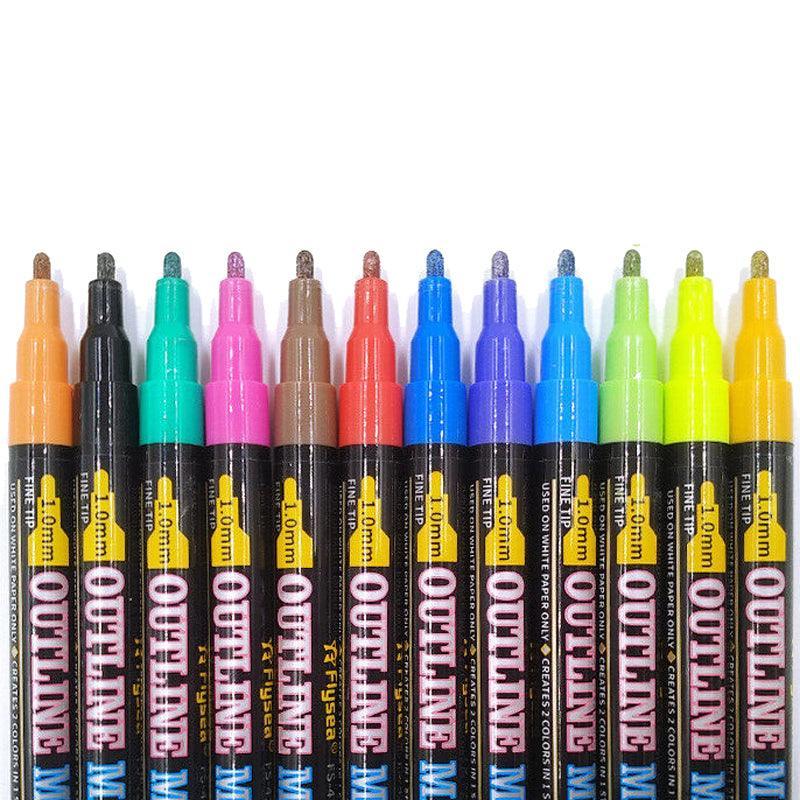 Flysea 12-80 Colours Acrylic Paint Pens Painting Stone Ceramic Glass Markers 0.7 - White*6 Set V528-PACK-WHITE-6SET79529