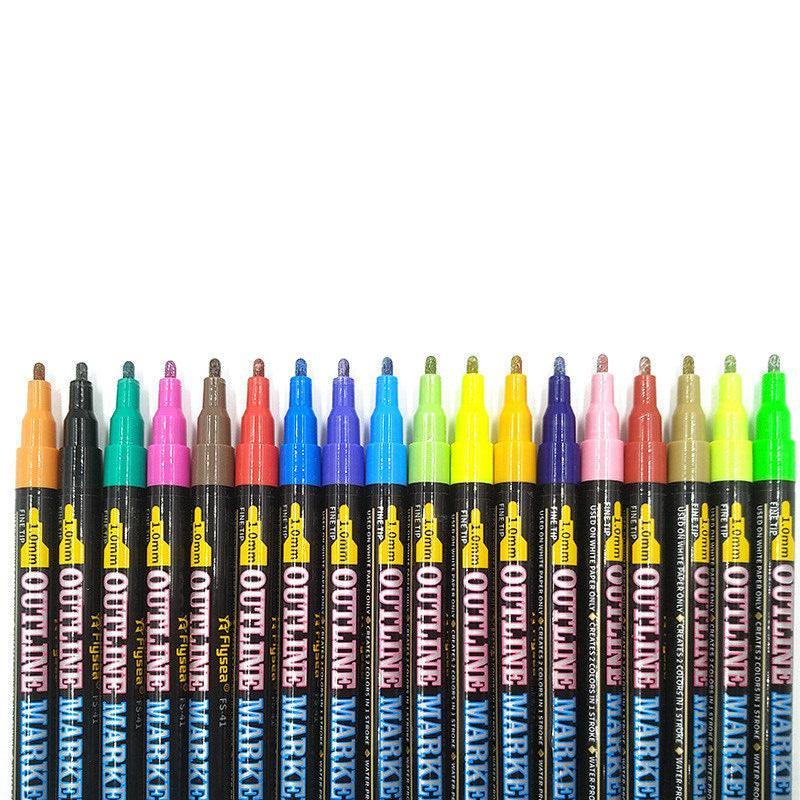 Flysea 12-80 Colours Acrylic Paint Pens Painting Stone Ceramic Glass Markers 0.7 - White*6 Set V528-PACK-WHITE-6SET79529