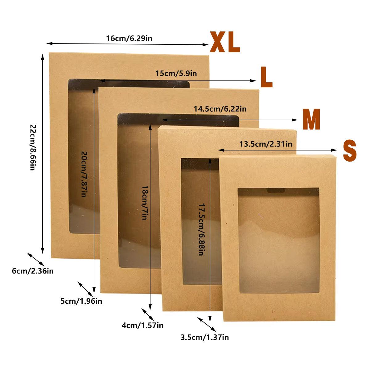 50PCS Kraft Paper Gift Boxes with PVC Window White Black Bakery Packaging Carton - L V528-PACKAGE-BOX-L-50PCS-784772