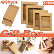 50PCS Kraft Paper Gift Boxes with PVC Window White Black Bakery Packaging Carton - S V528-PACKAGE-BOX-S-50PCS-552184