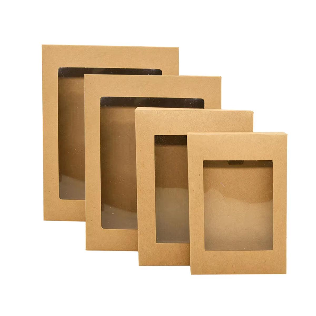 50PCS Kraft Paper Gift Boxes with PVC Window White Black Bakery Packaging Carton - S V528-PACKAGE-BOX-S-50PCS-552184