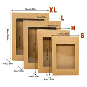50PCS Kraft Paper Gift Boxes with PVC Window White Black Bakery Packaging Carton - S V528-PACKAGE-BOX-S-50PCS-552184