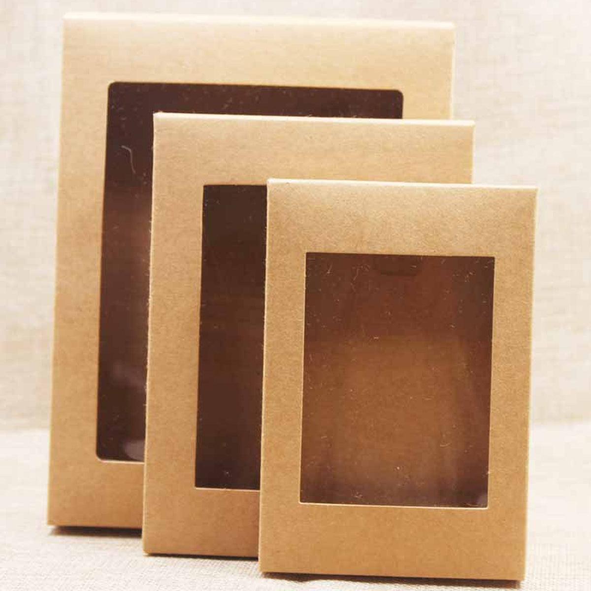 50PCS Kraft Paper Gift Boxes with PVC Window White Black Bakery Packaging Carton - S V528-PACKAGE-BOX-S-50PCS-552184