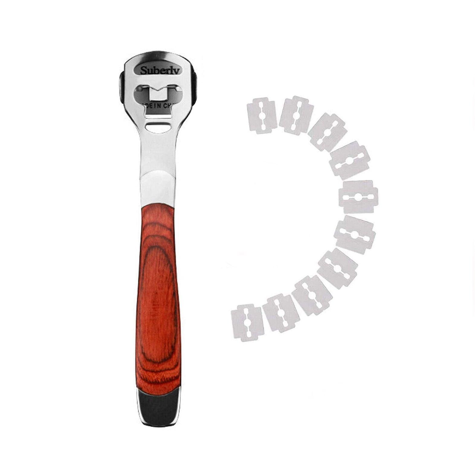Foot File Hard Skin Remover Callus Shaver Corn Cutter Tool Pedicure + 10 Blades V528-PACKAGE-SRCUBBER10BLADES76986