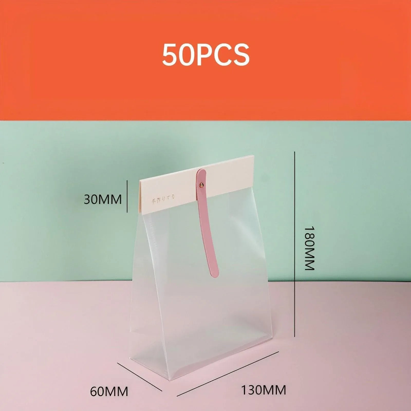 50pcs Transparent Snack Bags Biscuit Candy Bags Resealable Food Packaging - Orange V528-PACKAGING-BAGS-50PCS-ORANGE-899781