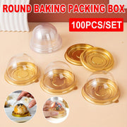 100pcs Round Gold Plastic Bakery Food Packaging Boxes for Cake Dessert Packaging V528-PACKING-BOX-100PCS-984510