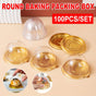 100pcs Round Gold Plastic Bakery Food Packaging Boxes for Cake Dessert Packaging V528-PACKING-BOX-100PCS-984510