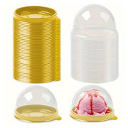 100pcs Round Gold Plastic Bakery Food Packaging Boxes for Cake Dessert Packaging V528-PACKING-BOX-100PCS-984510