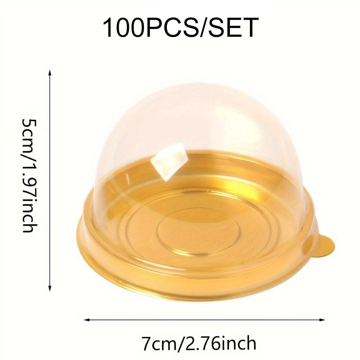 100pcs Round Gold Plastic Bakery Food Packaging Boxes for Cake Dessert Packaging V528-PACKING-BOX-100PCS-984510