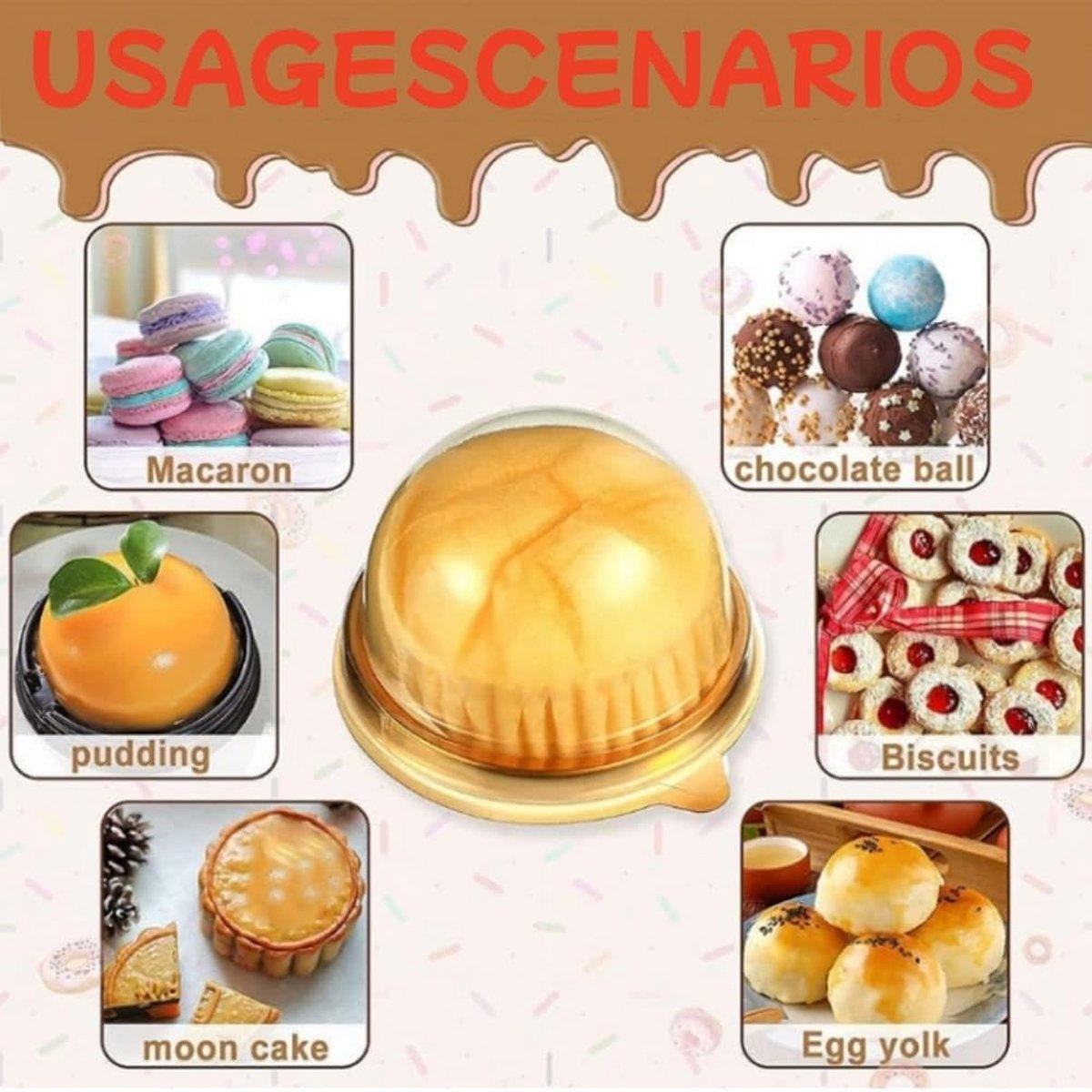 100pcs Round Gold Plastic Bakery Food Packaging Boxes for Cake Dessert Packaging V528-PACKING-BOX-100PCS-984510