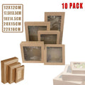 10 Pack Kraft Paper Boxes with Window Disposable Cardboard Gift Catering Trays - 20X15X5CM V528-PACKINGBO-LARGE-162249